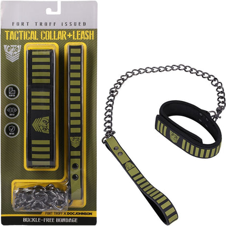 Fort Troff Tactical Collar and Leash Black Green Restraint - BONDAGE - TOYS