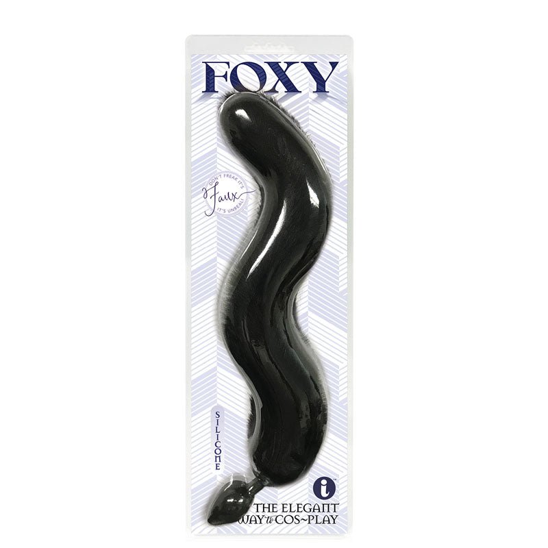 Foxy Fox Tail Silicone Butt Plug - Black - 46 cm Tail - Anal Toys