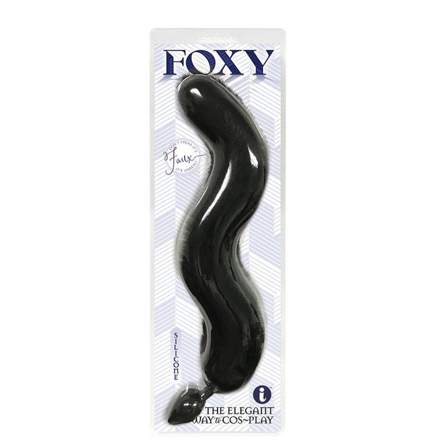 Foxy Fox Tail Silicone Butt Plug - Black - 46 cm Tail - Anal Toys