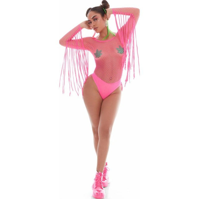 Fringe Benefits Set Hot Pink with Pot Pasties - Lingerie
