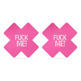 FUCK ME Cross Pattern Nipple Pasties Twin Pk - Adult Toys