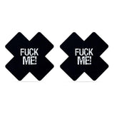 FUCK ME Cross Pattern Nipple Pasties Twin Pk - Adult Toys