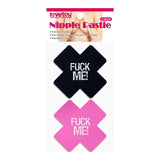 FUCK ME Cross Pattern Nipple Pasties Twin Pk - Adult Toys