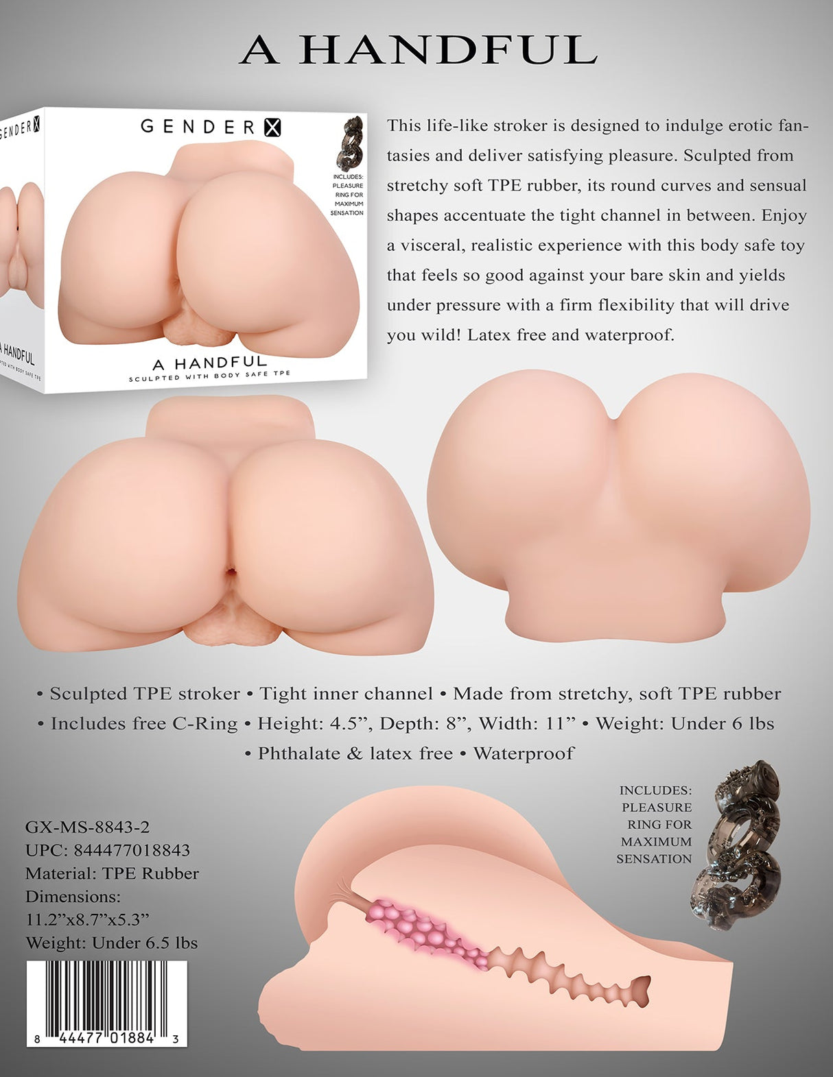 Gender X A HANDFUL Light - Flesh Male Masturbator - MASTURBATORS