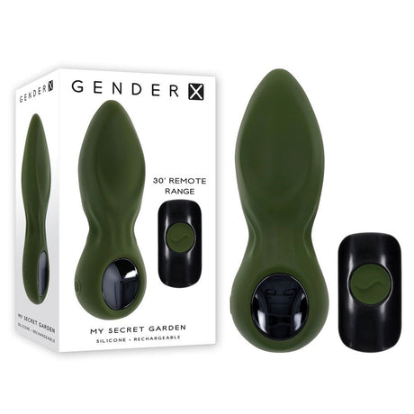 Gender X MY SECRET GARDEN - Green 14.6 cm USB Rechargeable Vibrating Butt Plug with Remote Control - Anal Toys
