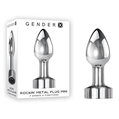 Gender X ROCKIN METAL PLUG MINI - Chrome 7.8 cm USB Rechargeable Vibrating Mini Butt Plug - Anal Toys