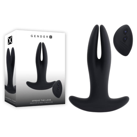 Gender X Spread The Love Black Stretching Anal Plug With Remote - ANAL TOYS