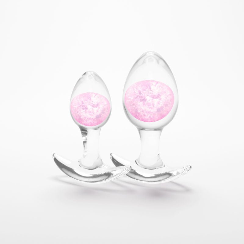 Glams Cosmic 2pc Kit - Pink - Clear/Pink Butt Plugs - Set of 2 Sizes - ANAL TOYS