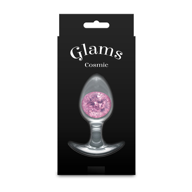 Glams Cosmic - Medium - Clear/Pink 9.5 cm Butt Plug - ANAL TOYS