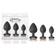 Glams Spades Trainer Kit - Black Butt Plugs with Gems - Set of 3 Sizes - Anal Toys