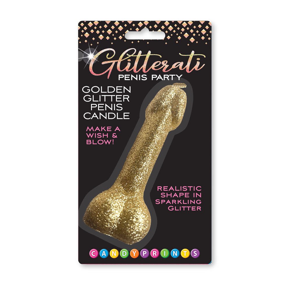 Glitterati Gold Glitter Penis Candle - Gold - Naughty by Nature Adult Store