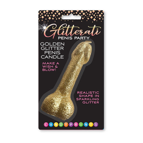 Glitterati Gold Glitter Penis Candle - Gold - Naughty by Nature Adult Store