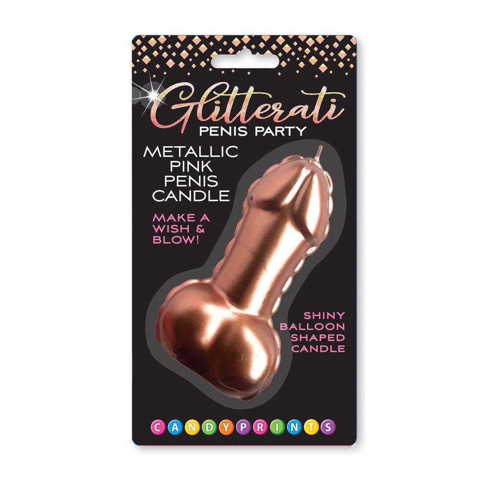 Glitterati Metallic Pink Penis Candle - Rose Gold - Naughty by Nature Adult Store