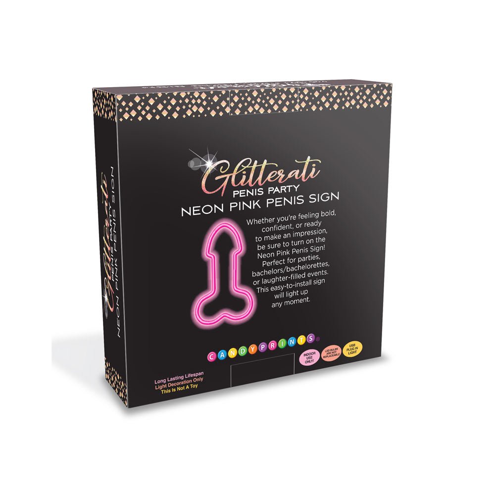 Glitterati Neon Pink Penis Sign - Novelty Neon Light - NOVELTIES