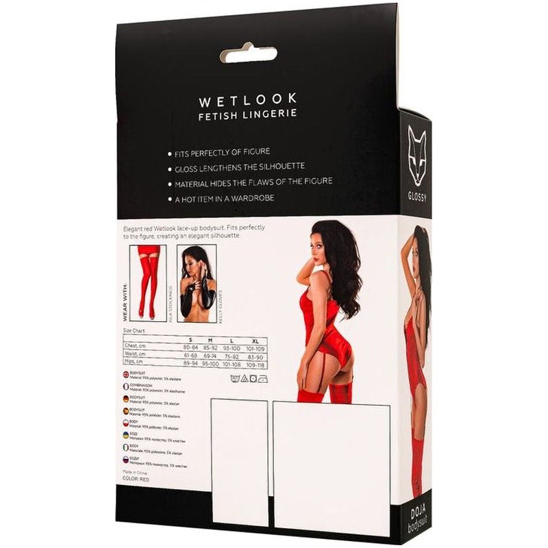 Glossy Doja Bodysuit Red - Lingerie