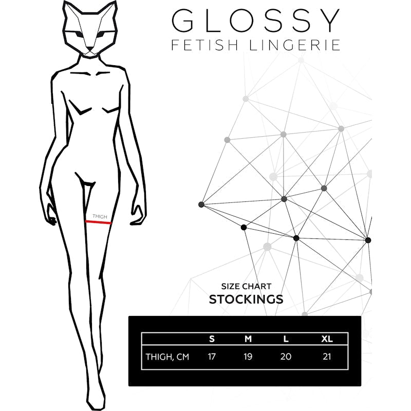 Glossy Wetlook Stockings w Lace Insert Eliza - Lingerie