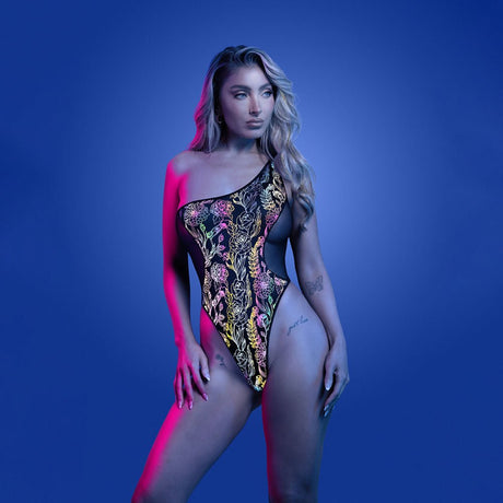 Glow Luminescent Flash Teddy Black Reflective Lingerie Size M L - LINGERIE & BODY WEAR