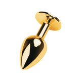 Gold Metal Anal Plug w Black Tourmaline Gem Small - Adult Toys