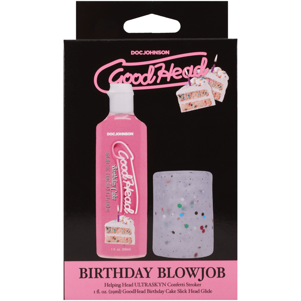 GoodHead Birthday Blowjob Kit - Birthday Cake with Helping Head Stroker - Naughty by Nature Adult Store