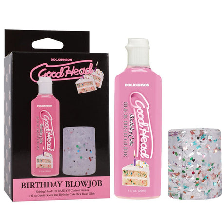 GoodHead Birthday Blowjob Kit - Birthday Cake with Helping Head Stroker - Naughty by Nature Adult Store