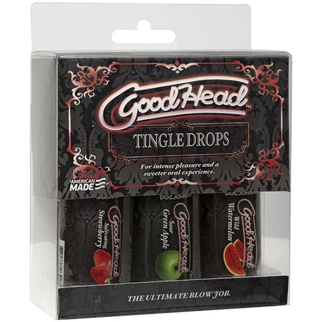 GoodHead Tingle Drops Strawberry, Apple and Watermelon 3 Pc - Naughty by Nature Adult Store