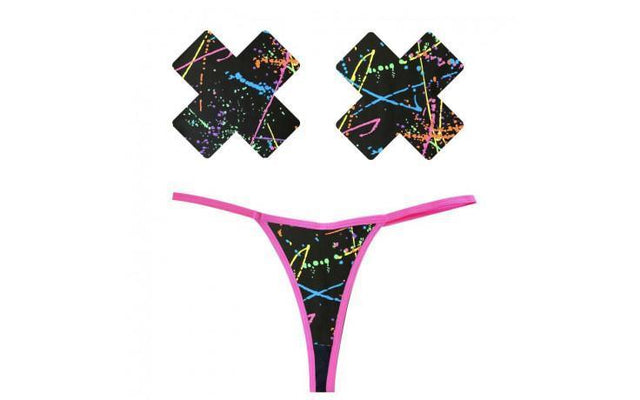 Graffiti Neon G - String and X Pastie Set - Adult Toys