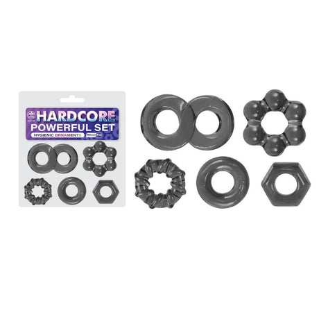 Hardcore Powerful Set Cock Rings - Set of 5 - Smoke Cock Rings - Set of 5 - COCK RINGS