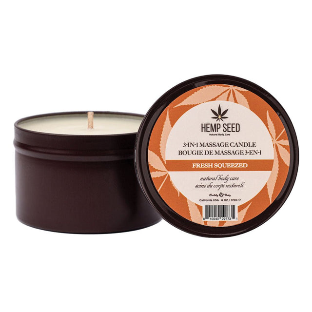 Hemp Seed 3 - In - 1 Massage Candle - Fresh Squeezed (Bitter Orange, Juicy Peach, Musk) - Naughty by Nature Adult Store