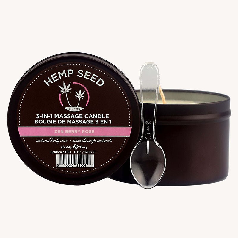 Hemp Seed 3 - In - 1 Massage Candle - Zen Berry Rose (Blackberry, Yellow Rose & Amber) - 170 g - CANDLES