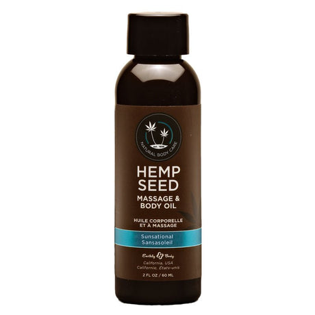 Hemp Seed Massage & Body Oil - Sunsational (Italian Bergamot, Juniper Berries & White Wood) Scented - 59 ml Bottle - LOTIONS & LUBES