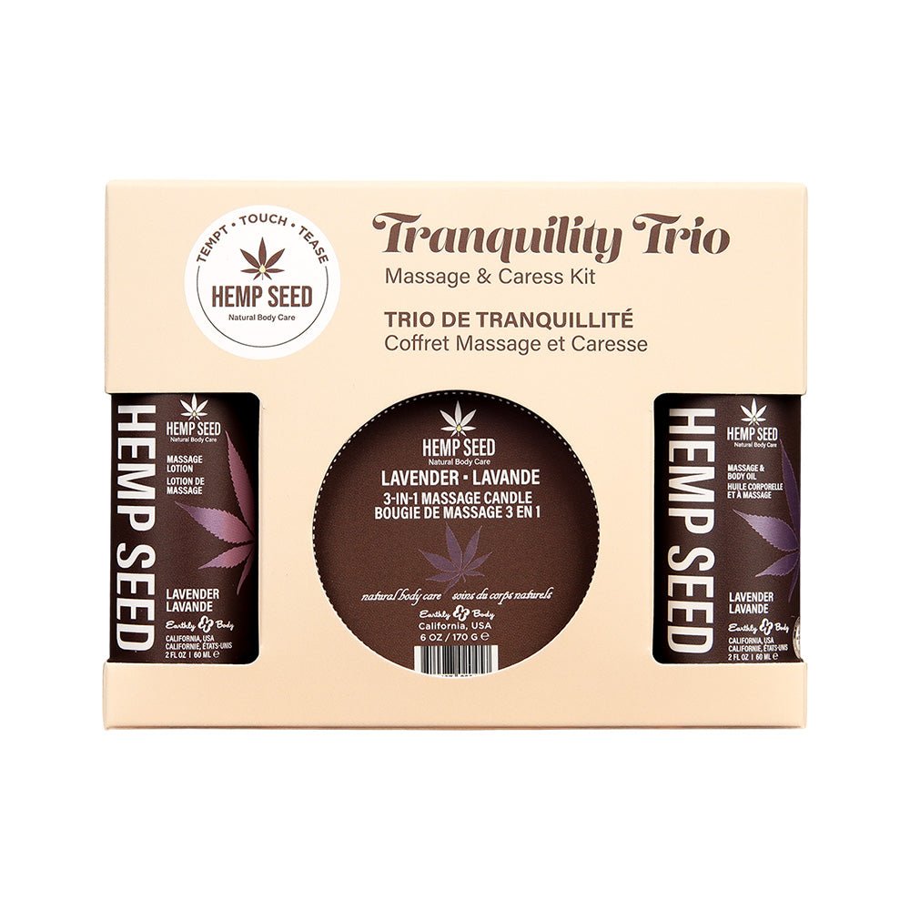 Hemp Seed Tranquility Kit Lavender Scented Massage And Caress Set Three Piece - LOTIONS & LUBES