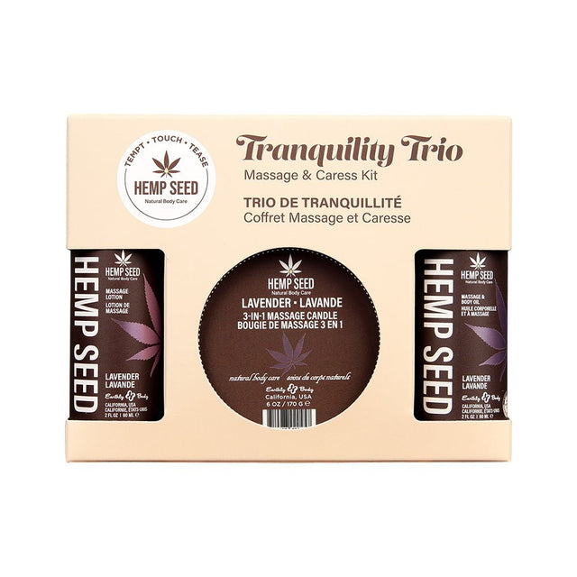 Hemp Seed Tranquility Kit Lavender Scented Massage And Caress Set Three Piece - LOTIONS & LUBES