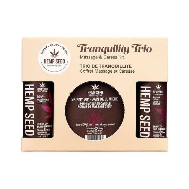 Hemp Seed Tranquility Trio Skinny Dip Scented Massage Caress Kit Three Piece - LOTIONS & LUBES