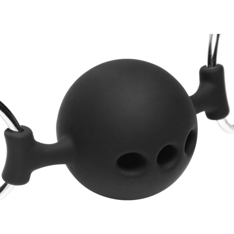 Hinder Breathable Silicone Ball Gag With Nipple Clamps - Adult Toys