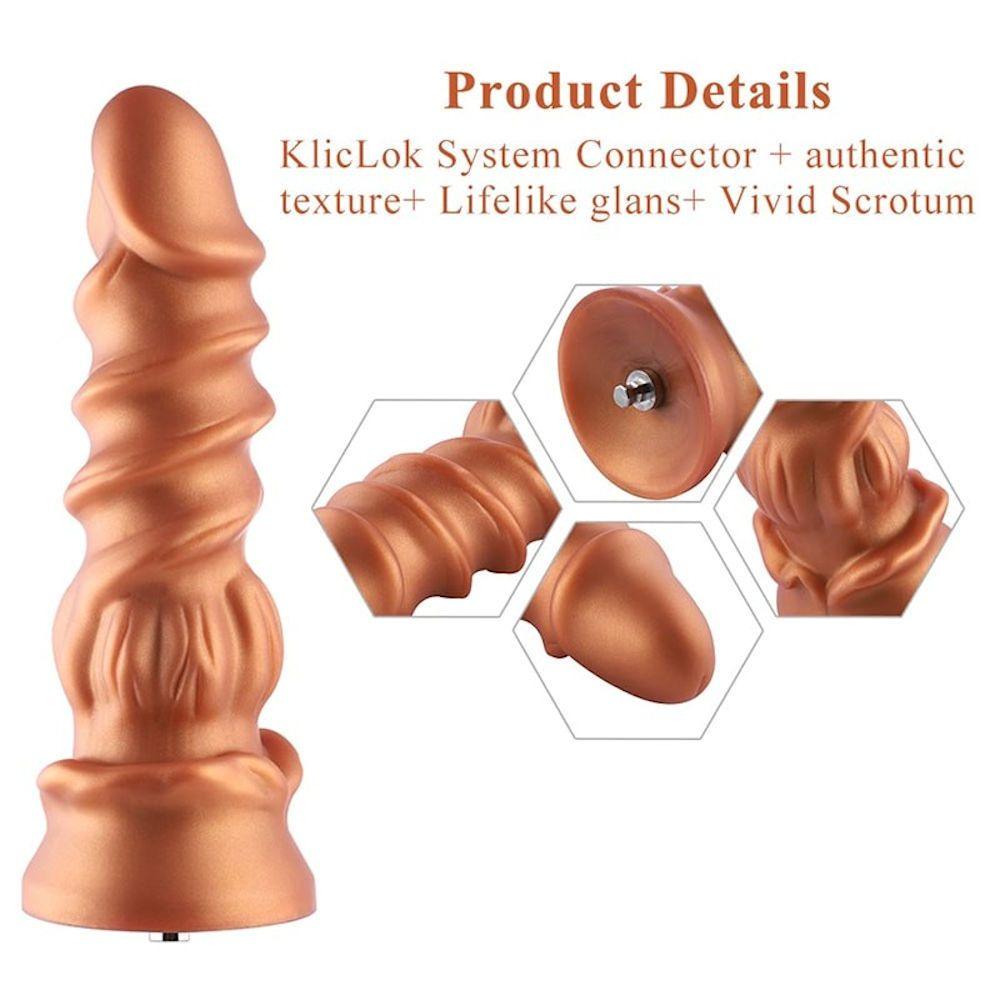 HiSmith - 8.5" Silicone Golden Monster Dildo (KlicLok) - Sex Toys