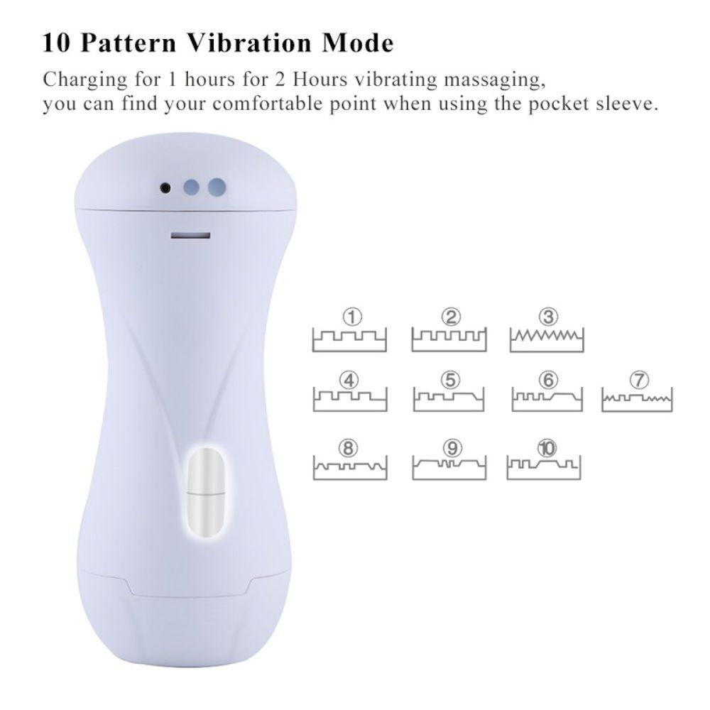 HiSmith - Vibrating Pussy Stroker with White Case (KlicLok) - MASTURBATORS