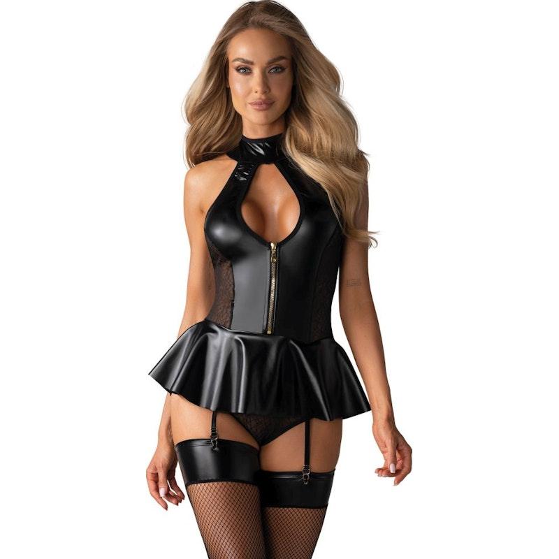 Hot Corset w Panties Black - Lingerie