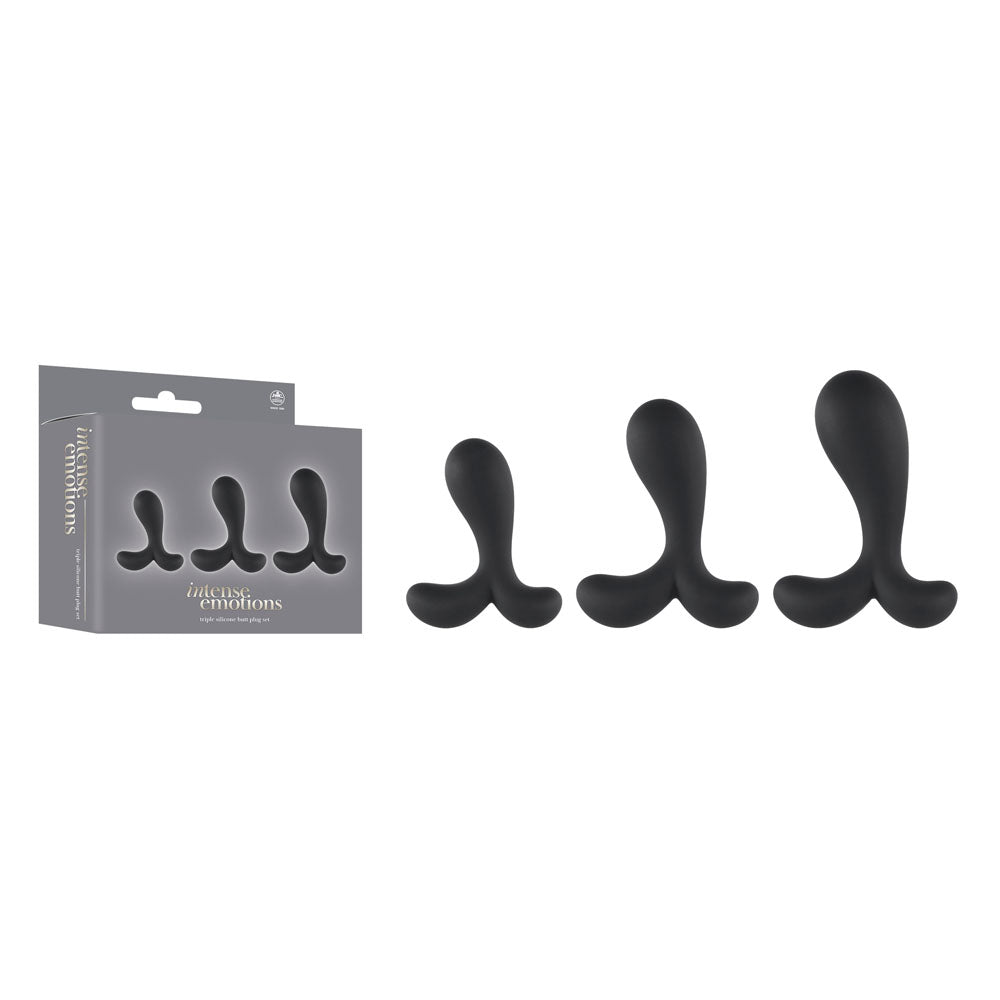 Intense Emotions - Black Butt Plugs - Set of 3 Sizes - ANAL TOYS