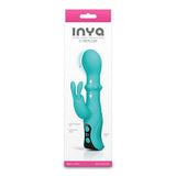 INYA Cyberluxe - Aqua 18 cm Rabbit Vibrator with Sliding Ring Shaft - VIBRATORS