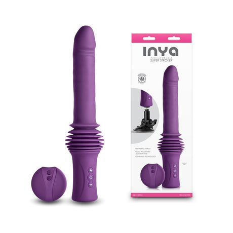 INYA Super Stroker - Purple - Purple 36.8 cm USB Rechargeable Thrusting Vibrator with Remote Control & Stand - VIBRATORS