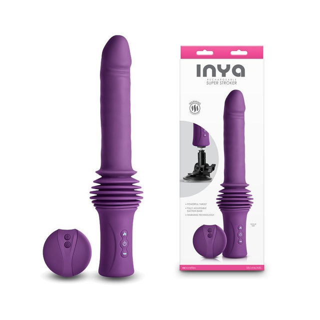 INYA Super Stroker - Purple - Purple 36.8 cm USB Rechargeable Thrusting Vibrator with Remote Control & Stand - VIBRATORS