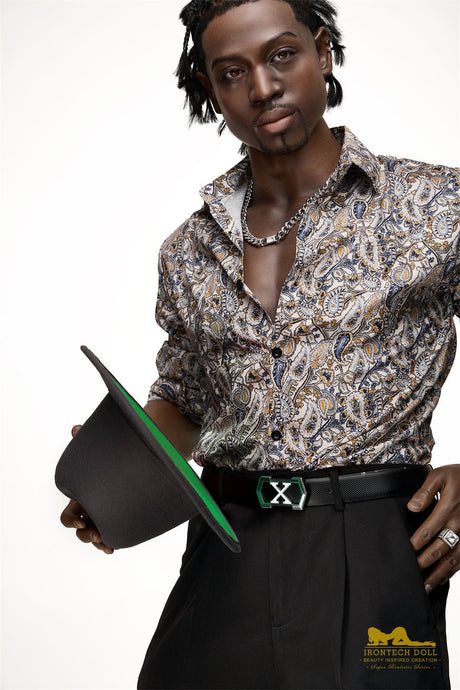Irontech James 176cm Silicone Sex Doll Black Skin Brown Eyes M8 - Sex Doll