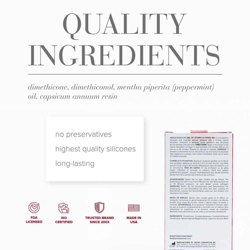 JO Atomic Clitoral Gel Stimulating Gel For Women 10ml - ENHANCERS