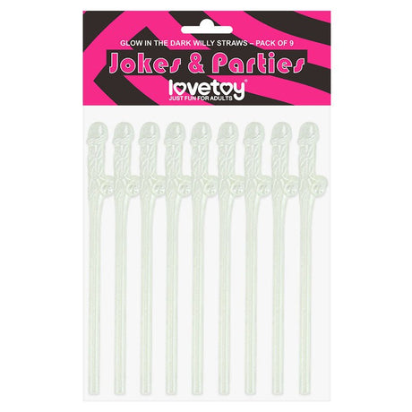 Jokes & Parties Glow In The Dark Willy Straws - Glow in Dark Dicky Straws - Set of 9 - Novelties