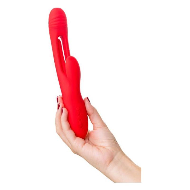 JOS Patti Moving Tongue Rabbit Vibrator Red - Adult Toys