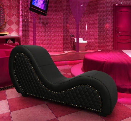 Kama Sutra Mebon Chaise Love Lounge Studded and Quilted Black - Adult Toys