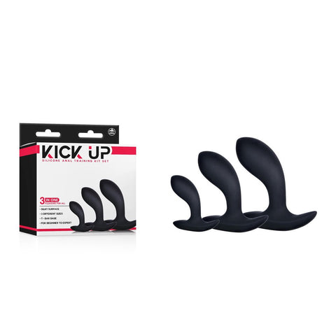 Kick Up Anal Trainer Set - Black Butt Plugs - Set of 3 Sizes - ANAL TOYS