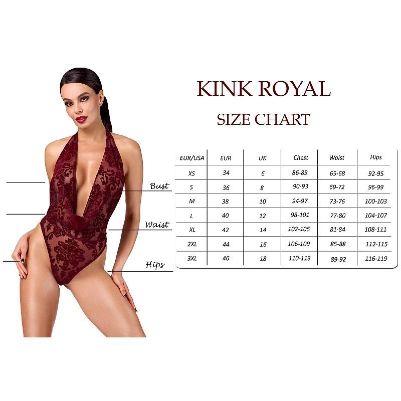 Kink Royal Draped Plunge Bodysuit Red - Lingerie