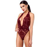 Kink Royal Draped Plunge Bodysuit Red - Lingerie