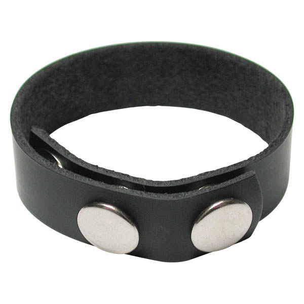 KinkLab 3 Snap Cock Ring - Black Leather Adjustable Cock Ring - COCK RINGS